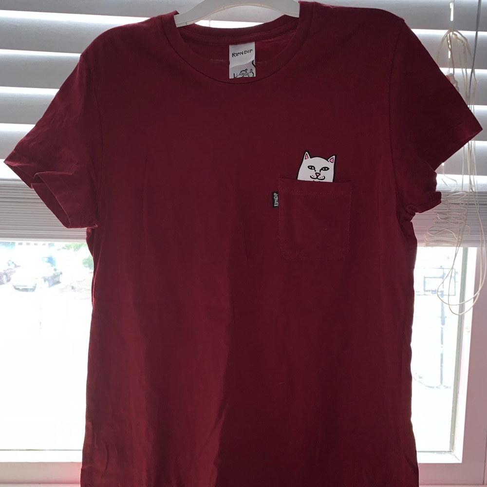 Rip N Dip Lord Nermal Cat Maroon Pocket T shirt